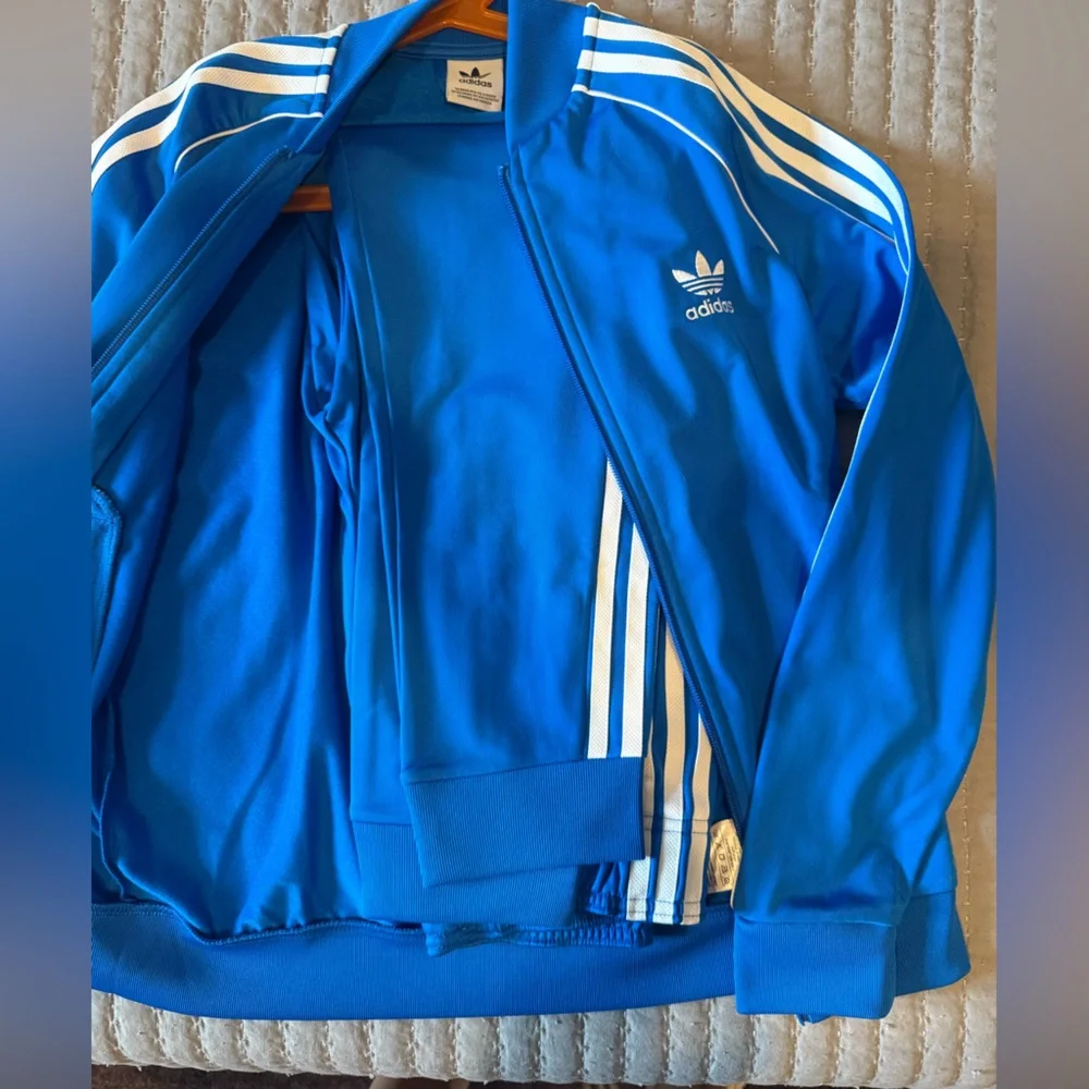 NWT Adidas Blue Track Pants and Zip Up Jacket Set